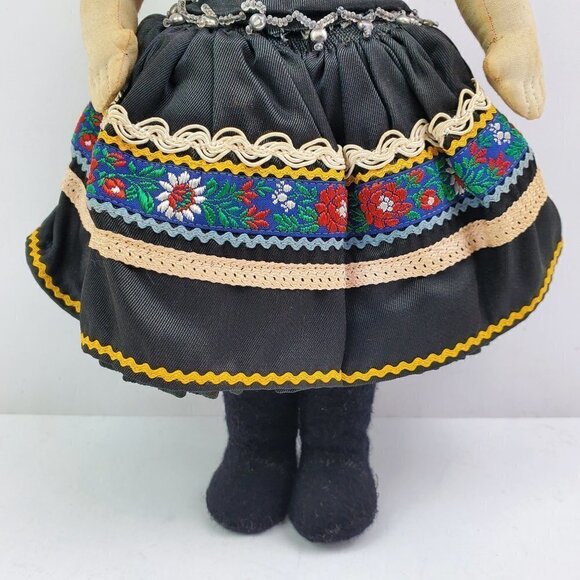 Czech Traditional Vintage 1950s Girl Doll Ornate Headdress Outfit Czechoslovakia - Picture 12 of 16